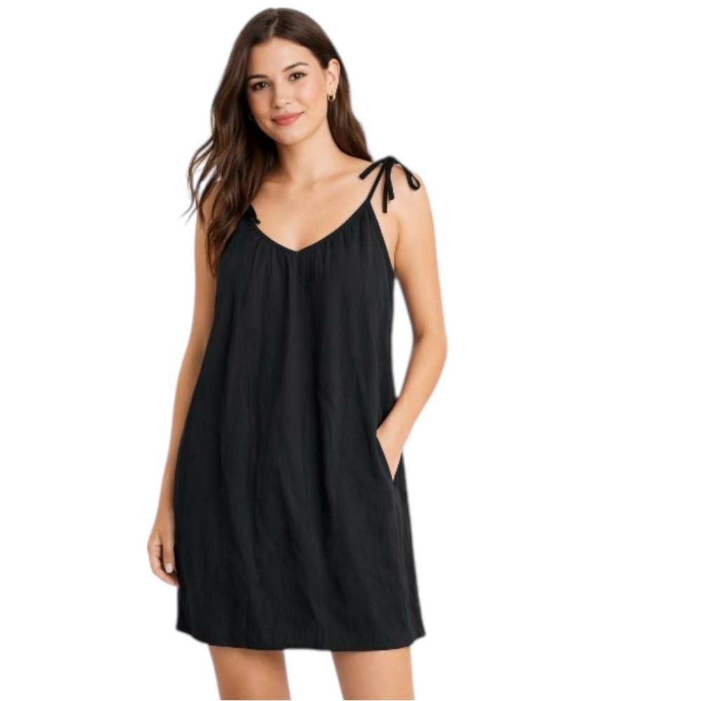 Old Navy Black Tie Strap Mini Dress Women Size M Sleeveless Casual